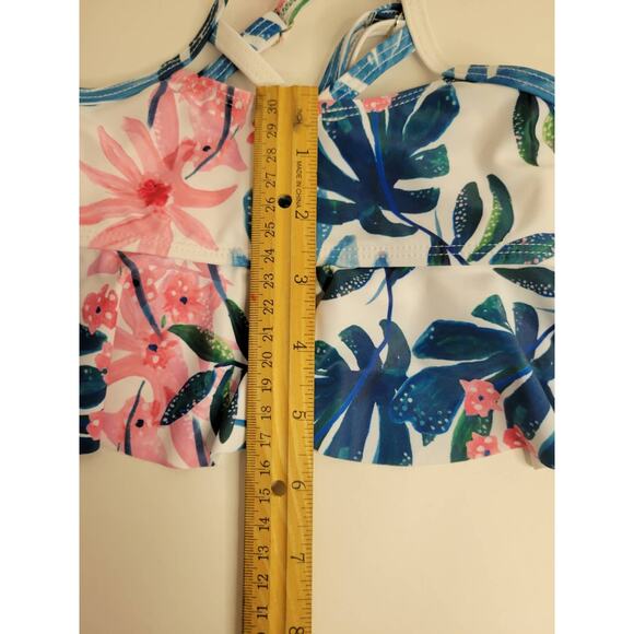 Toddler Girls Swimsuit Floral High Waist Bathing Suit Falbala Bikini Swimwear 2T - Picture 9 of 12